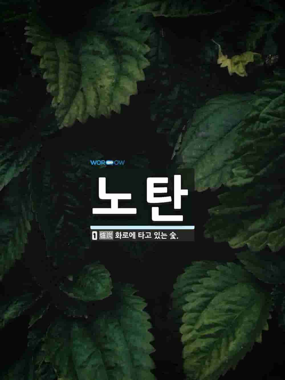 노탄 뜻: 화로에 타고 있는 숯.