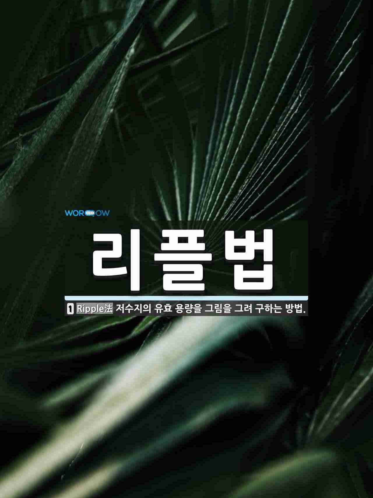 리플법 뜻: 저수지의 유효 용량을 그림을 그려 구하는 방법.